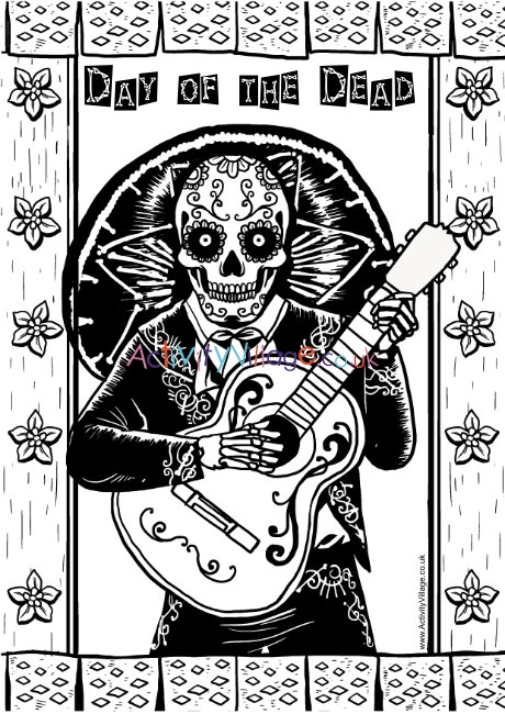 Day of the Dead colouring page 6