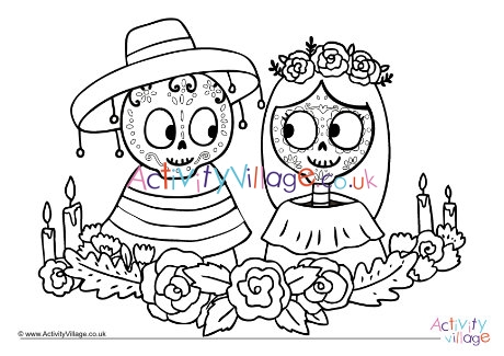 Day of the Dead colouring page 7