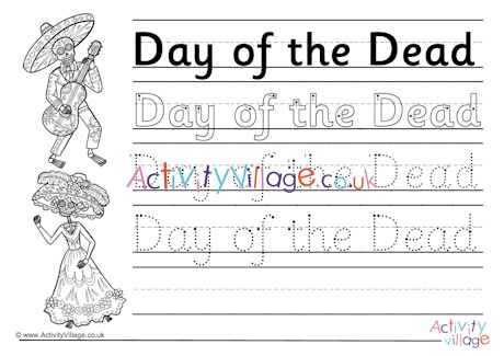 Day of the Dead handwriting workheet