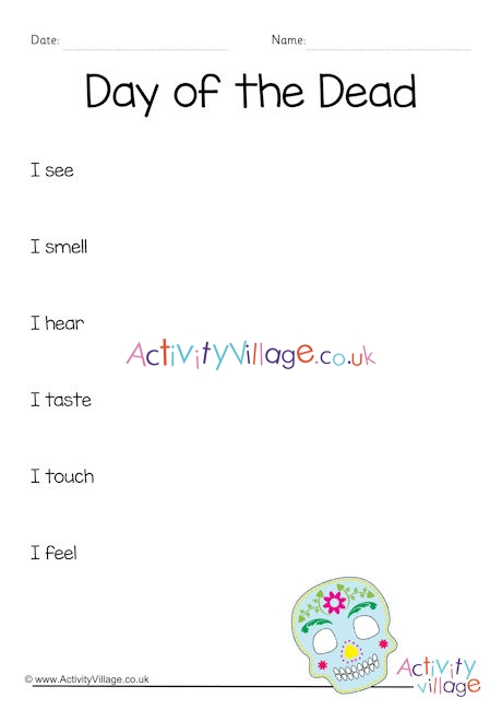 Day of the Dead sensory poem planning sheet