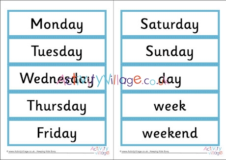 Day word cards