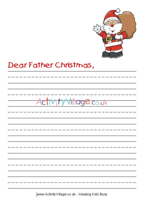 Dear father Christmas writing paper