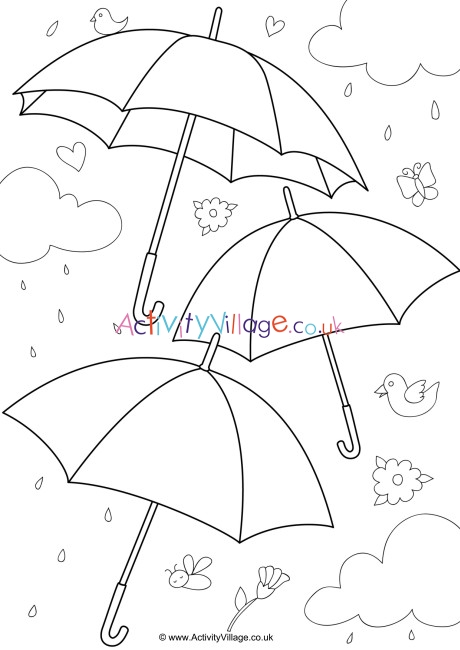 Decorate the Umbrellas Doodle Page