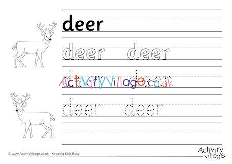 Deer Handwriting Worksheet