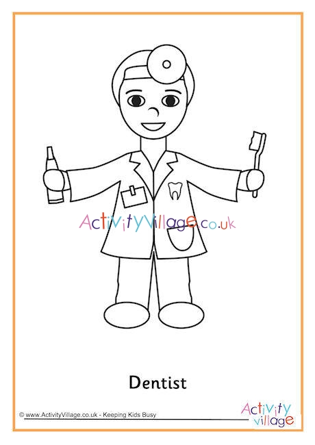 Dentist Colouring Page