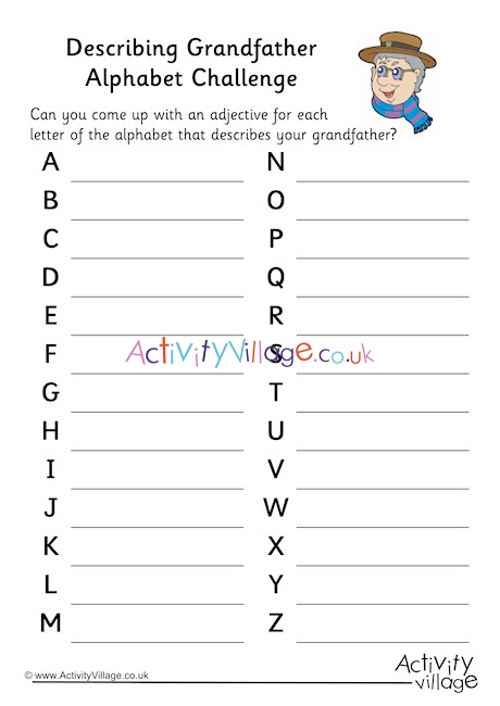 Describing Grandfather Alphabet Challenge