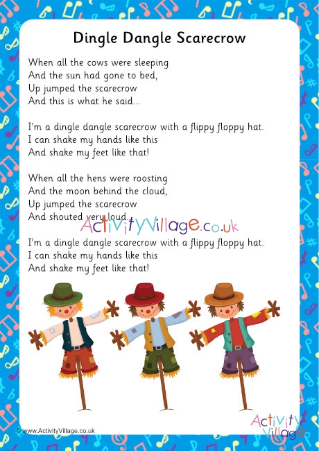 Dingle Dangle Scarecrow Song Lyrics Printable