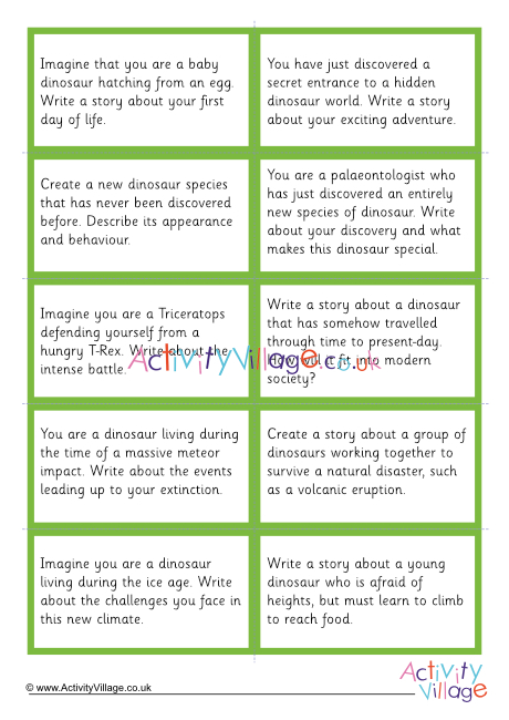 Dinosaur writing prompts - cards