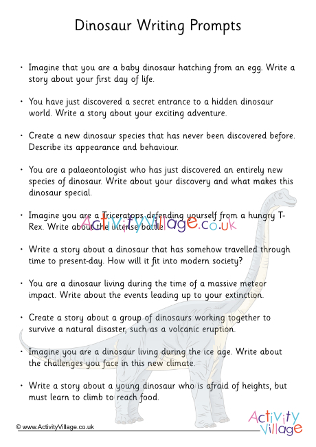 Dinosaur writing prompts - list