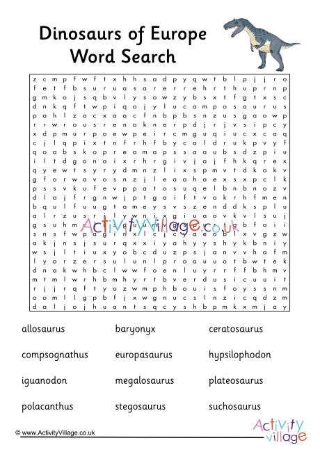 Dinosaurs Of Europe Word Search