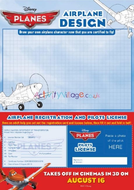 Disney Planes pilot's licence printable
