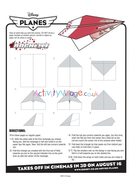 Disney Planes - Rochelle paper plane instructions
