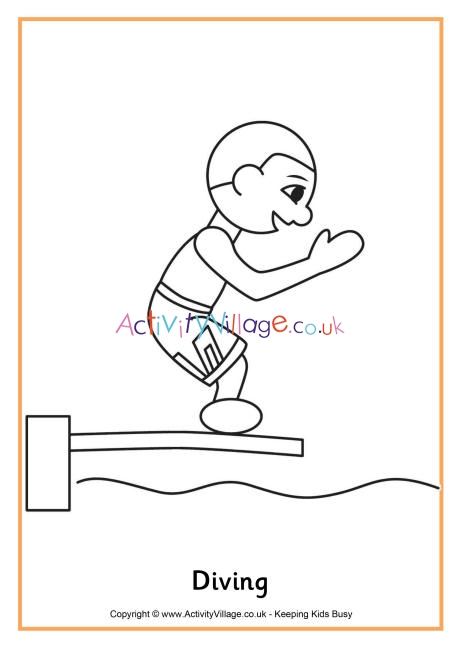 Diving colouring page
