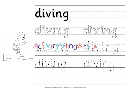 Diving handwriting worksheet