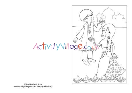 Diwali colouring card