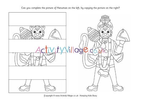 Complete the Diwali picture puzzle 1 (Hanuman)