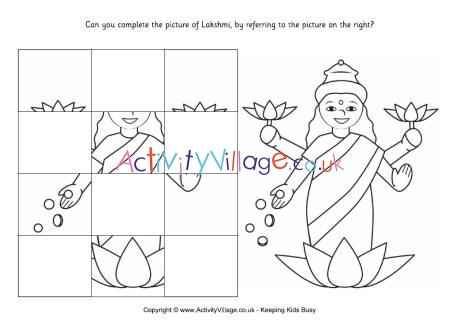 Complete the Diwali picture puzzle 3 (Lakshmi)