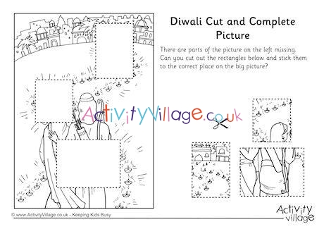 Diwali Cut and Complete the Picture