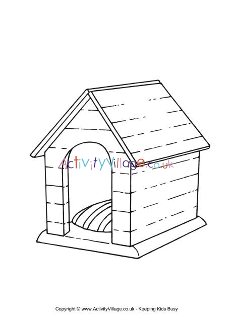 Dog kennel colouring page