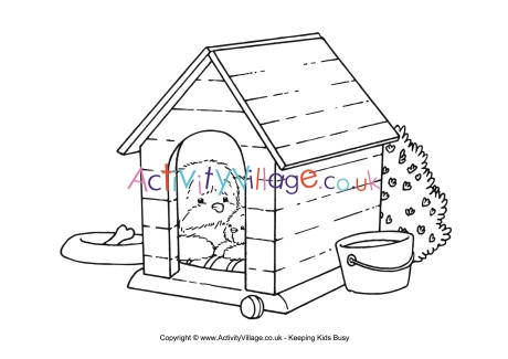 Dog scene colouring page