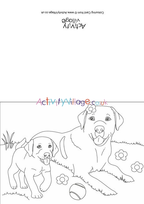 Dogs Scene Colouring Card