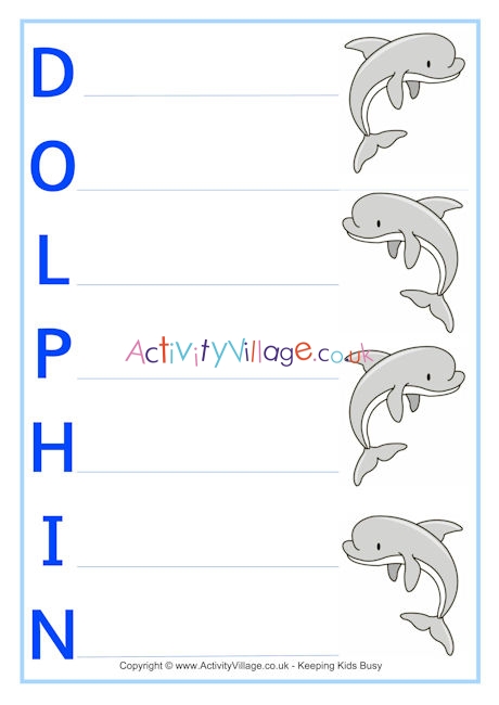 Dolphin acrostic poem printables