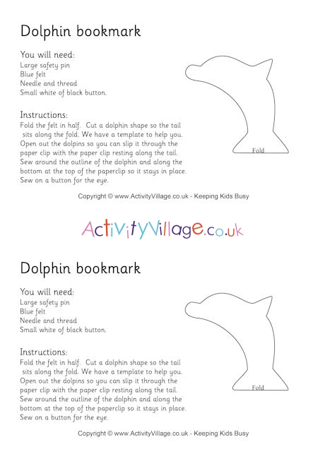 Dolphin bookmark template