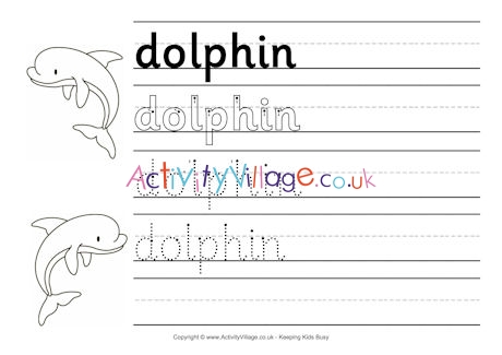 Dolphin handwriting worksheet