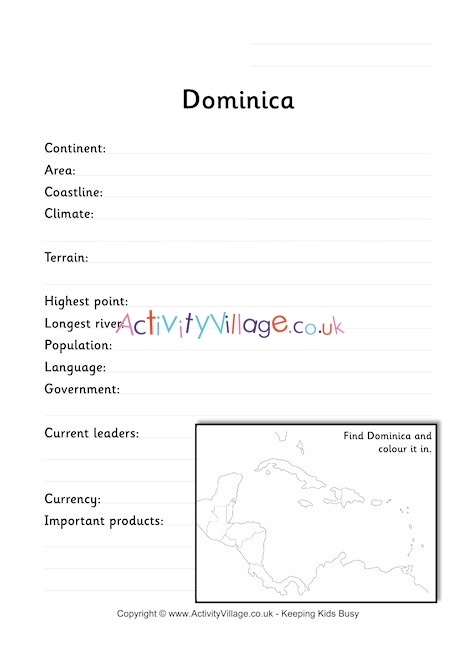 Dominica Fact Worksheet