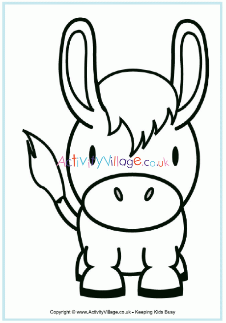 Donkey colouring page