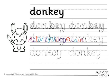 Donkey Handwriting Worksheet