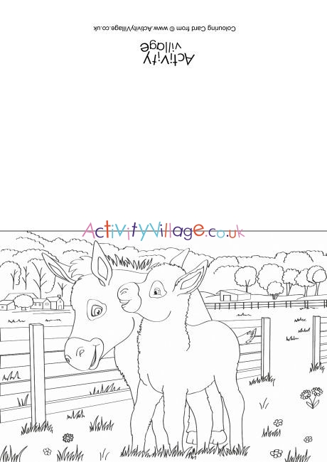 Donkeys Scene Colouring Card