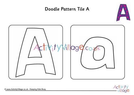 Doodle Pattern Tile Alphabet A