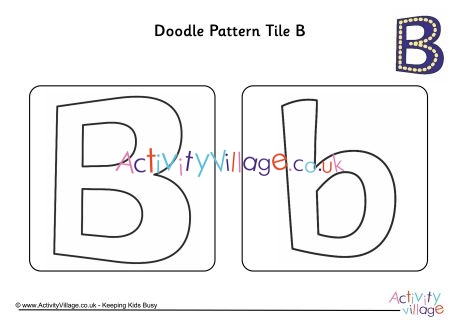 Doodle pattern tile alphabet B