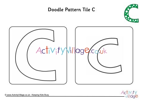 Doodle pattern tile alphabet C