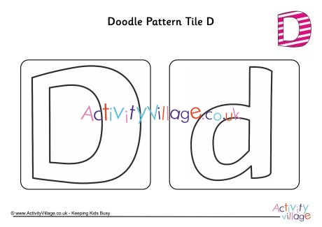 Doodle pattern tile alphabet D