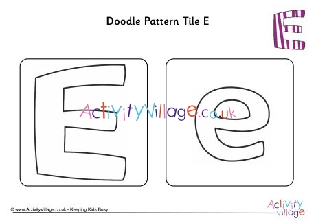 Doodle pattern tile alphabet E