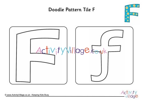 Doodle pattern tile alphabet F