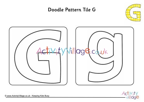 Doodle pattern tile alphabet G