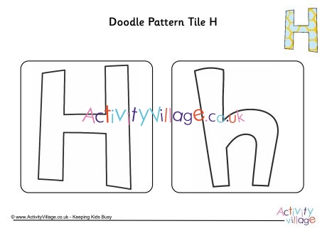 Doodle pattern tile alphabet H