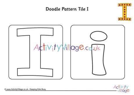Doodle pattern tile alphabet I