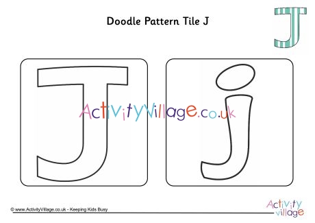 Doodle pattern tile alphabet J