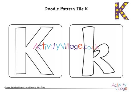 Doodle pattern tile alphabet K