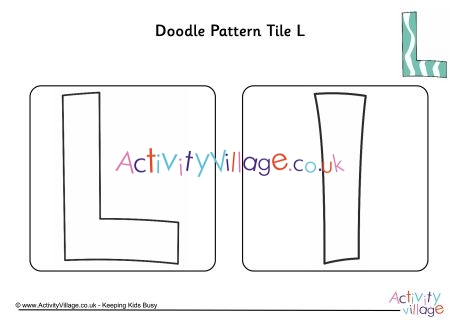 Doodle pattern tile alphabet L