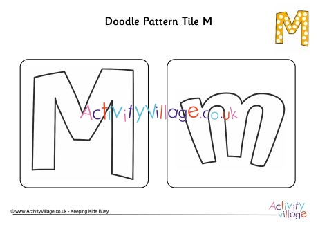 Doodle pattern tile alphabet M