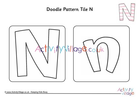 Doodle pattern tile alphabet N