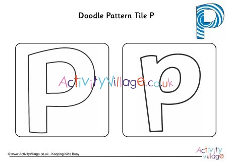 Doodle pattern tile alphabet P