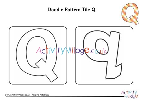 Doodle pattern tile alphabet Q