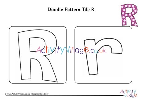 Doodle pattern tile alphabet R
