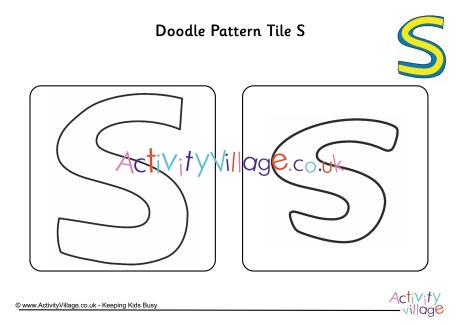 Doodle pattern tile alphabet S